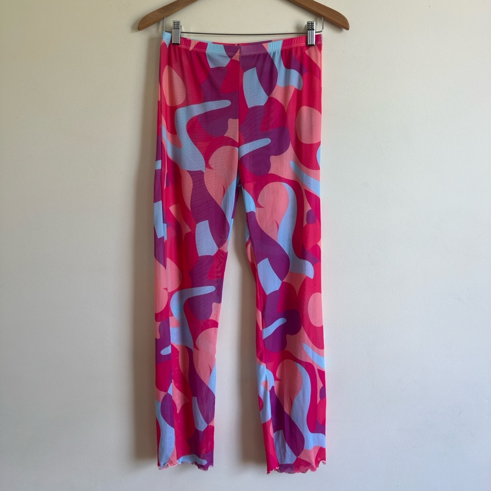 Beach coverup Pants stretch Colorful Abstract Patterned Pants size Small